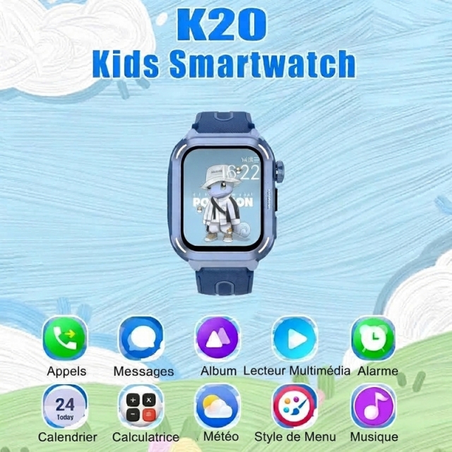 K20 Kids Smart Watch, Children Smartwatch with Call, Camera, Video Recorder, Story & Music Player, Gift for Boys Girls