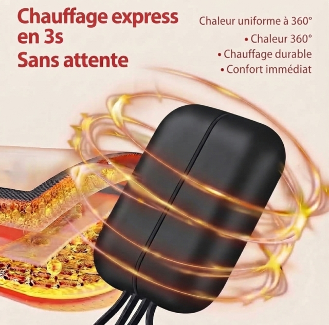 JLD606 Chauffe‑mains noir avec écran numérique, batterie externe 2‑en‑1 rechargeable, 3 niveaux de température, chauffage rapide en 3 secondes