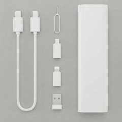 ST006 Pen‑Shaped 60W PD Fast Charge Cable Storage Kit, Multi‑Adapter Set with SIM & Memory Card Holder, Pocket‑Size Travel Digital Accessory