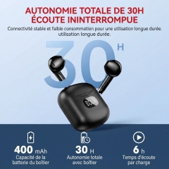 HE-060D Écouteurs Bluetooth Sans Fil, Affichage Numérique LED, Autonomie 30H, Étanche IPX5, Contrôle Tactile pour le Sport