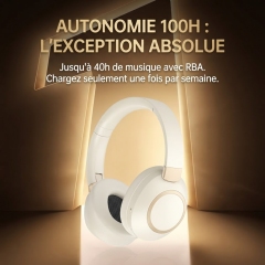 VJE85 ANC Active Noise Cancelling Over‑Ear Bluetooth Headphones, 100H Playtime, Soft Protein Leather Memory Foam Ear Cups, Clear Call, Multi‑Device Connection Wireless Headset
