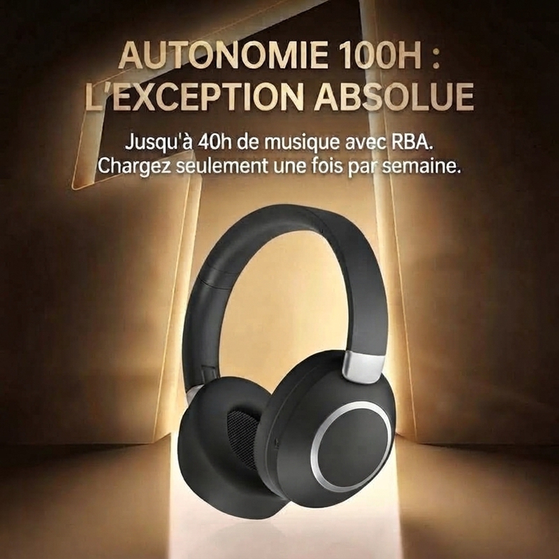 VJE85 Casque Bluetooth supra‑auriculaire à réduction de bruit ANC, autonomie 100H, coussinets respirants en cuir protéiné, appels clairs, basculement multi‑appareils
