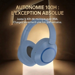 VJE85 Casque Bluetooth supra‑auriculaire à réduction de bruit ANC, autonomie 100H, coussinets en cuir protéiné respirant, appels nets, basculement multi‑appareils
