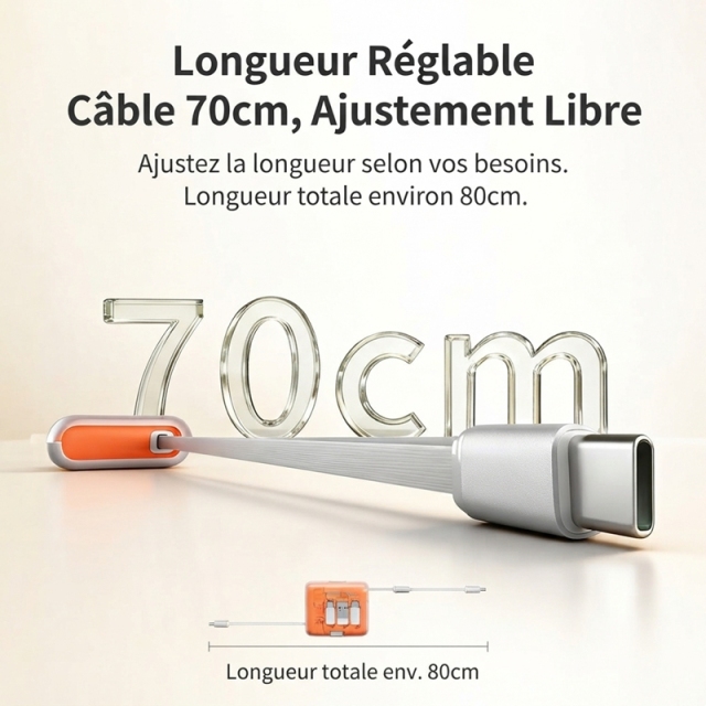 ST004 Boîte de rangement de câbles tout‑en‑un charge rapide PD 60W, câbles rétractables avec adaptateurs magnétiques, support téléphone intégré, rangement cartes SIM, kit numérique de voyage portable