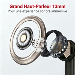 HE-076D Écouteurs Bluetooth sans fil ANC+ENC, boîtier de charge avec écran tactile couleur, haut‑parleur 13 mm, autonomie totale 32 h, intra‑auriculaires antibruit