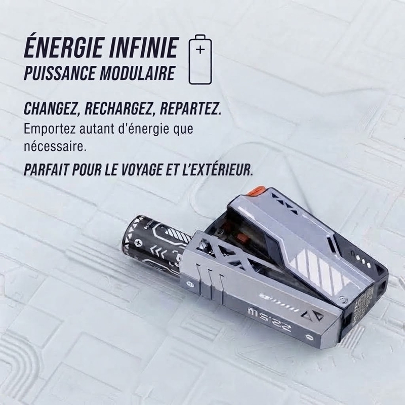 Banque d'alimentation modulaire à batterie interchangeable, charge rapide 22,5W, power bank extérieur style mécha, batterie remplaçable pour voyage et camping