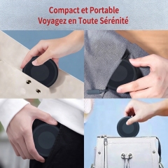 ST002 Boîte de rangement de câbles multifonction ronde tout‑en‑un avec support téléphone intégré, kit numérique voyage multi‑adaptateur avec rangement cartes SIM