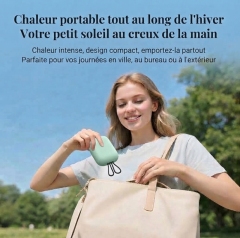 JLD606 Chauffe‑mains vert menthe avec écran numérique, batterie externe 2‑en‑1 rechargeable, 3 niveaux de température, chauffage rapide en 3 secondes
