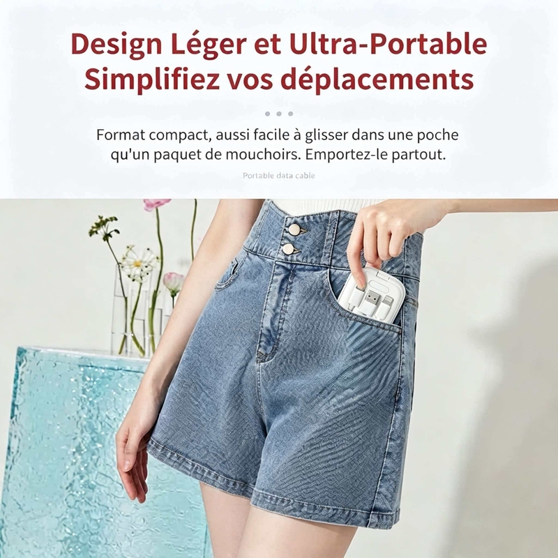 ST003 Boîte de rangement tout‑en‑un avec doubles câbles rétractables, kit numérique voyage multi‑adaptateur avec support téléphone intégré, rangement cartes SIM et carte mémoire