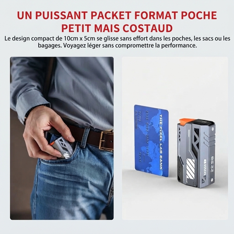 Banque d'alimentation modulaire à batterie interchangeable, charge rapide 22,5W, power bank extérieur style mécha, batterie remplaçable pour voyage et camping