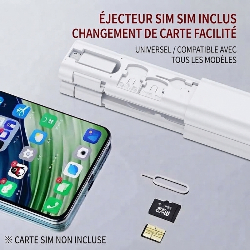 ST006 Pen‑Shaped 60W PD Fast Charge Cable Storage Kit, Multi‑Adapter Set with SIM & Memory Card Holder, Pocket‑Size Travel Digital Accessory