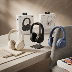 VJE85 Casque Bluetooth supra‑auriculaire à réduction de bruit ANC, autonomie 100H, coussinets en cuir protéiné respirant, appels nets, basculement multi‑appareils