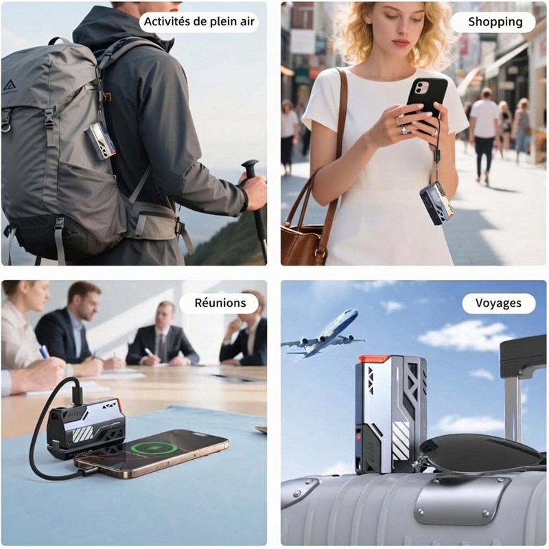 Banque d'alimentation modulaire à batterie interchangeable, charge rapide 22,5W, power bank extérieur style mécha, batterie remplaçable pour voyage et camping