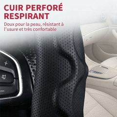 JX-024 Housse de volant automobile motif fibre de carbone rouge et noir, protection en cuir perforé respirant antidérapant ergonomique 3D à ondulations, adaptabilité universelle