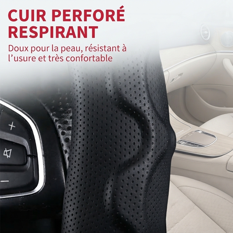 JX-019 Housse de volant automobile motif fibre de carbone vert menthe, protection ergonomique 3D antidérapante en cuir perforé respirant, adaptabilité universelle