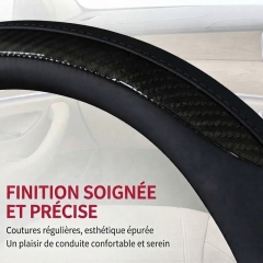 JX-019 Housse de volant automobile motif fibre de carbone vert menthe, protection ergonomique 3D antidérapante en cuir perforé respirant, adaptabilité universelle