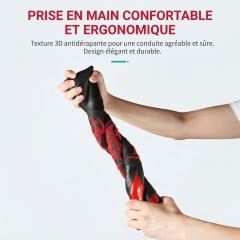 JX-022 Housse de volant automobile nid‑d’abeille fibre de carbone rouge‑noir, protection ergonomique 3D massante antidérapante respirante, adaptabilité universelle
