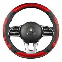 JX-022 Housse de volant automobile nid‑d’abeille fibre de carbone rouge‑noir, protection ergonomique 3D massante antidérapante respirante, adaptabilité universelle