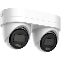 Dual lens 2*4MP IP camera, strobe red and blue light, active deterrence camera