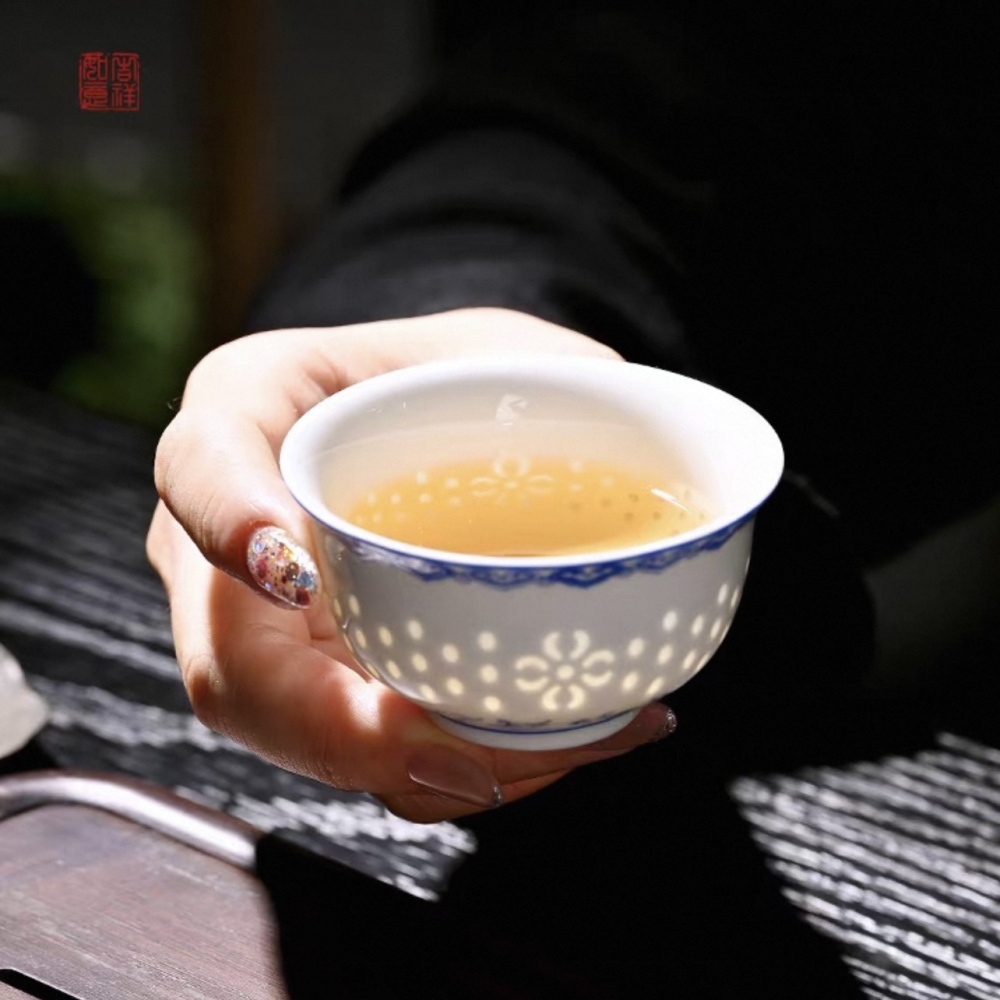 Jingdezhen Linglong Porcelain Three-Piece Gaiwan Set - Premium Kung Fu Tea Essentials