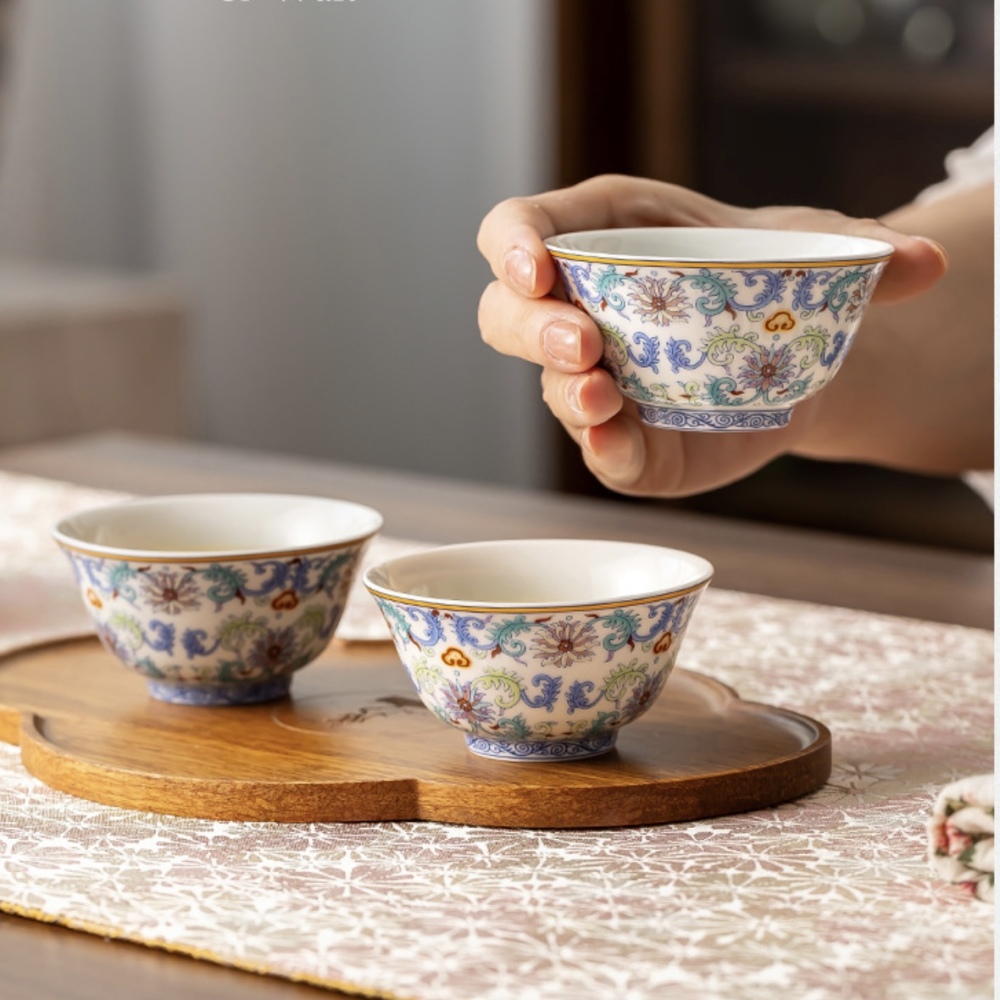 Enamel Painted Baoxiang Flower 15-Piece Tea Set Gift Box - Luxury Kung Fu Tea Collection