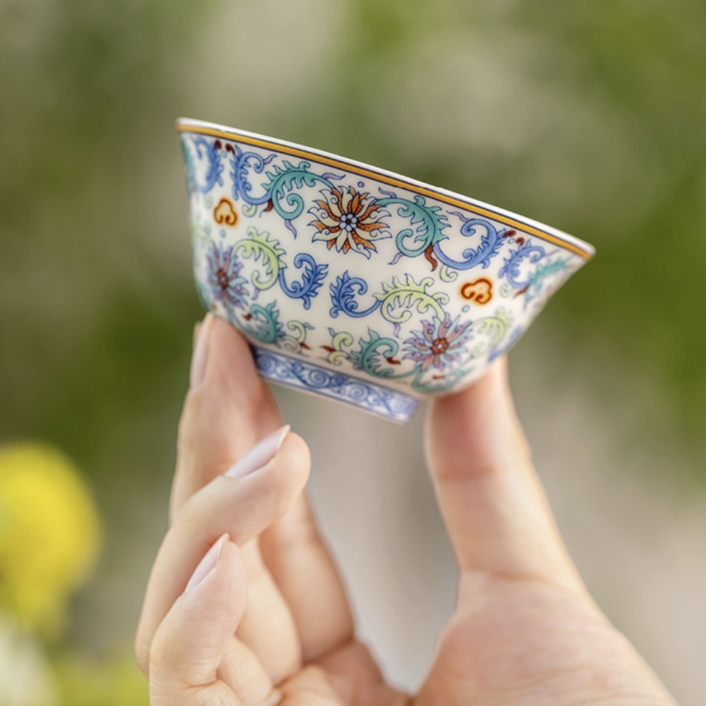 Enamel Painted Baoxiang Flower 15-Piece Tea Set Gift Box - Luxury Kung Fu Tea Collection