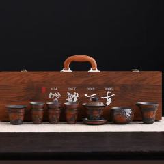 Handcrafted Embossed Purple Clay Gaiwan Tea Set - Traditional Kung Fu Teaware