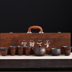 Artisan Embossed Purple Clay Teapot Tea Set - Flavor-Enhancing Brew Kit