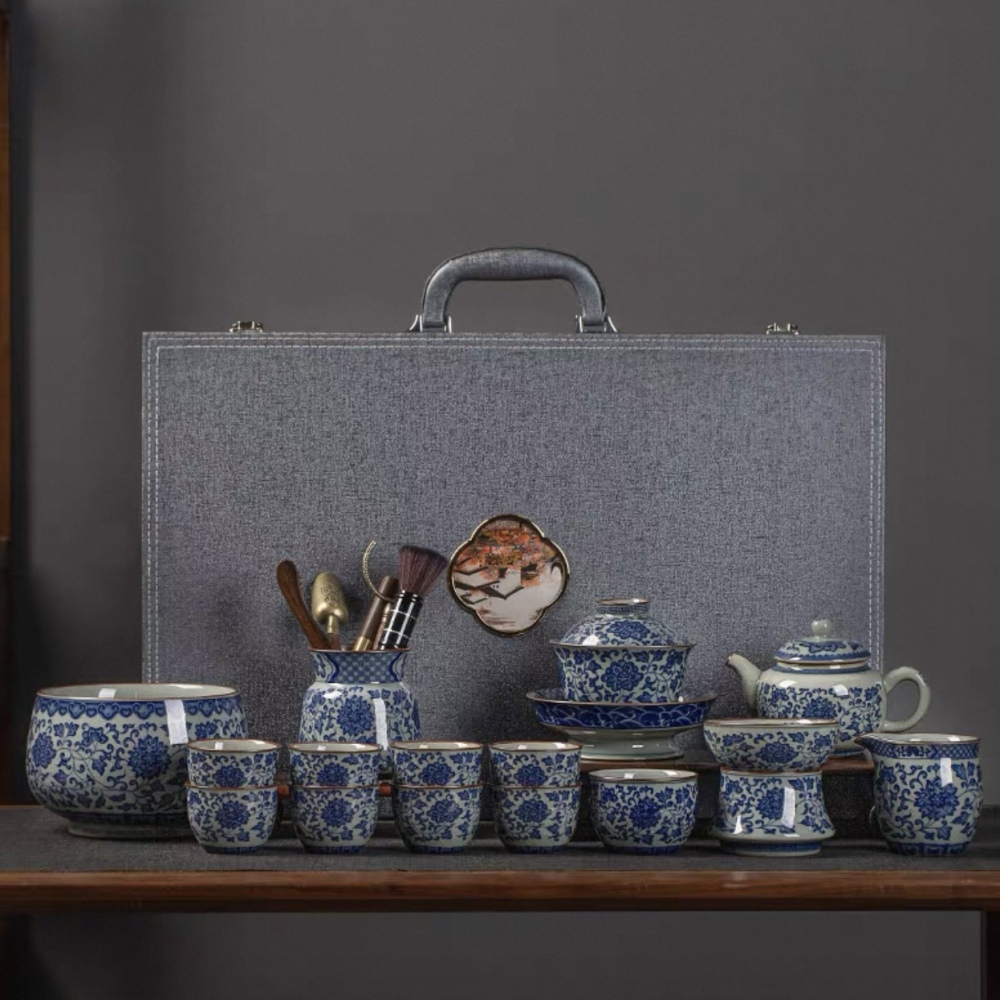 Mastercrafted Blue and White Porcelain Tea Set - Collectible Oriental Art Teaware