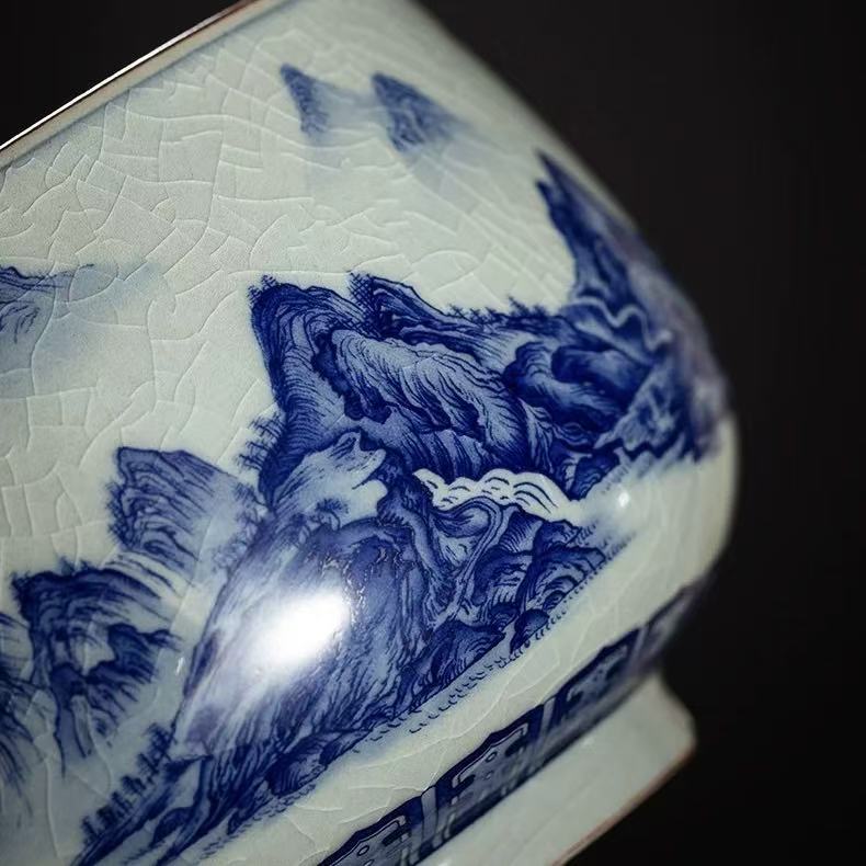 Mastercrafted Blue and White Porcelain Tea Set - Collectible Oriental Art Teaware