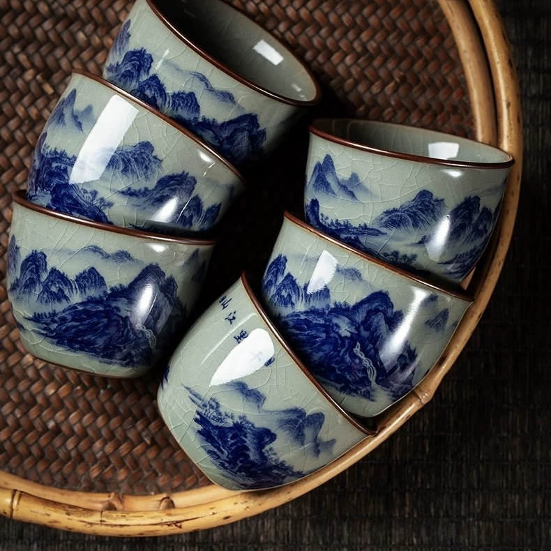 Mastercrafted Blue and White Porcelain Tea Set - Collectible Oriental Art Teaware