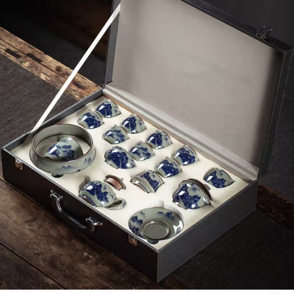 Mastercrafted Blue and White Porcelain Tea Set - Collectible Oriental Art Teaware
