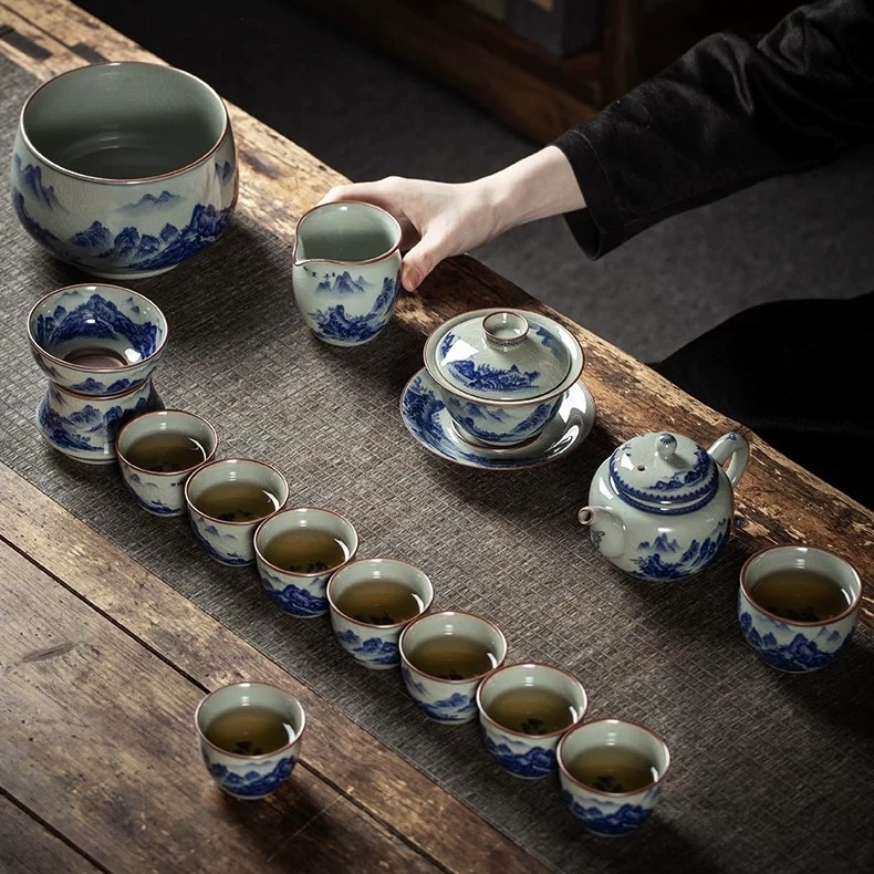 Mastercrafted Blue and White Porcelain Tea Set - Collectible Oriental Art Teaware