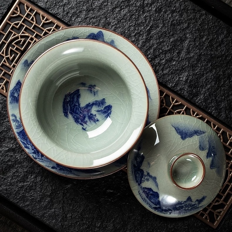 Mastercrafted Blue and White Porcelain Tea Set - Collectible Oriental Art Teaware