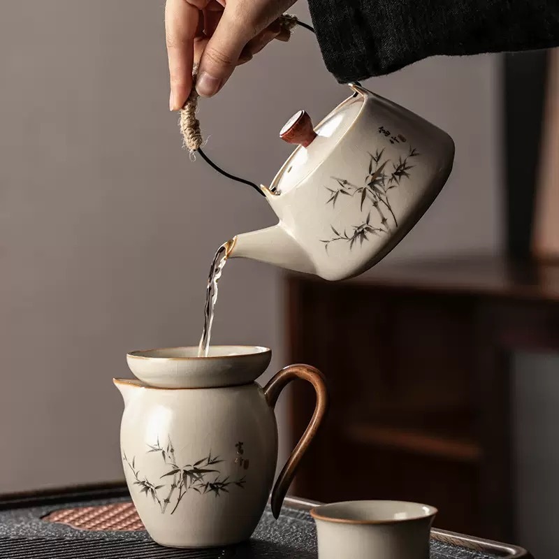 Luxury Ru Kiln Ceramic Tea Set - Signature Crackle Glaze Household Collection