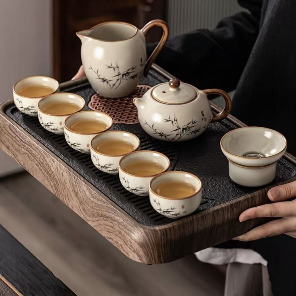 Luxury Ru Kiln Ceramic Tea Set - Signature Crackle Glaze Household Collection