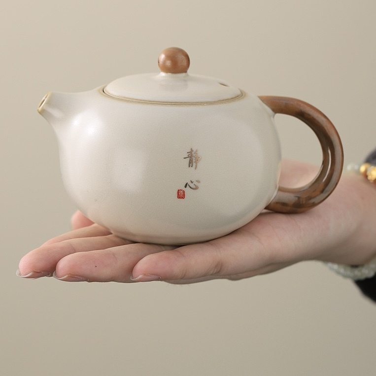 High-End Beige Ru Kiln Tea Set - Dehua Porcelain Collection
