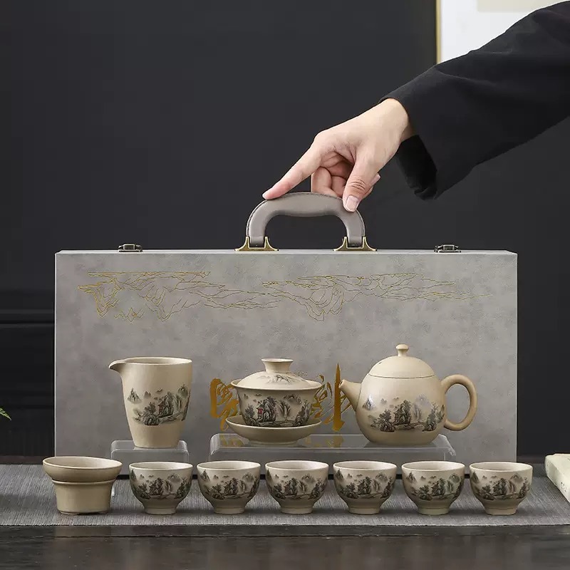 High-End Chinese Ceramic Dragon Egg Teapot Set - Elegant Kung Fu Tea Collection
