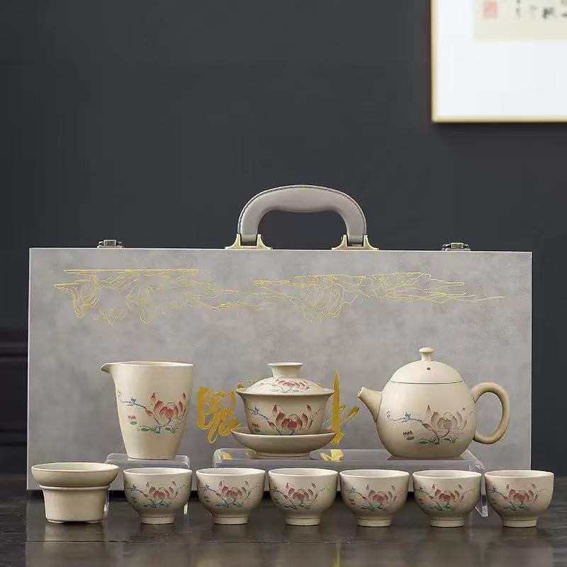 High-End Chinese Ceramic Dragon Egg Teapot Set - Elegant Kung Fu Tea Collection