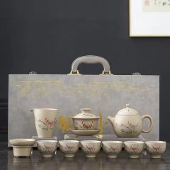 11-Piece Authentic Han Pottery Lotus Charm Tea Set - All-In-One Kung Fu Tea Essentials