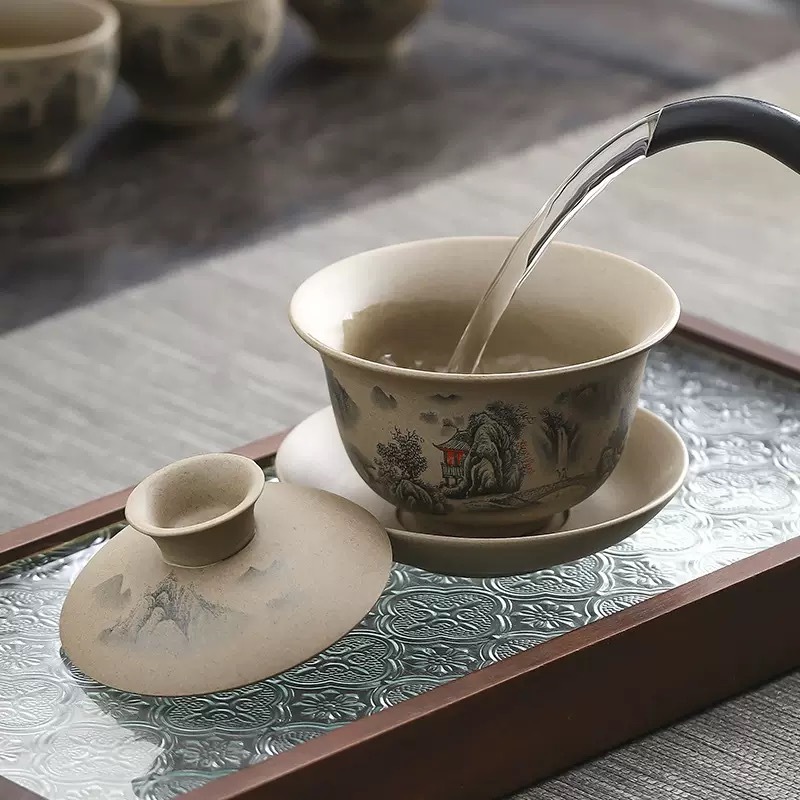 High-End Chinese Ceramic Dragon Egg Teapot Set - Elegant Kung Fu Tea Collection