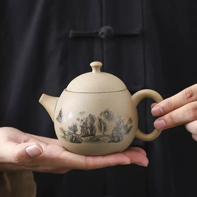 High-End Chinese Ceramic Dragon Egg Teapot Set - Elegant Kung Fu Tea Collection