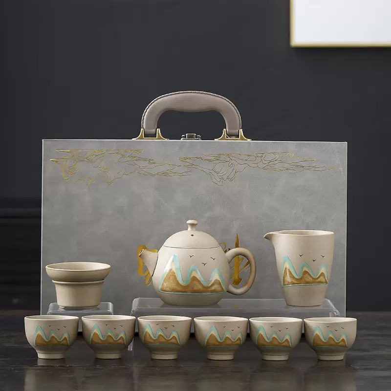 High-End Chinese Ceramic Dragon Egg Teapot Set - Elegant Kung Fu Tea Collection