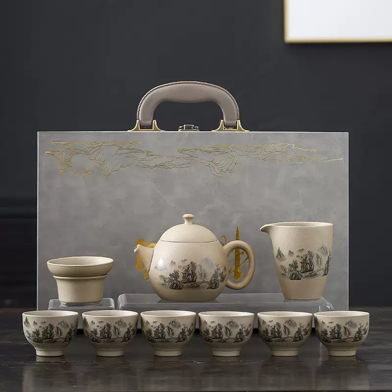 High-End Chinese Ceramic Dragon Egg Teapot Set - Elegant Kung Fu Tea Collection