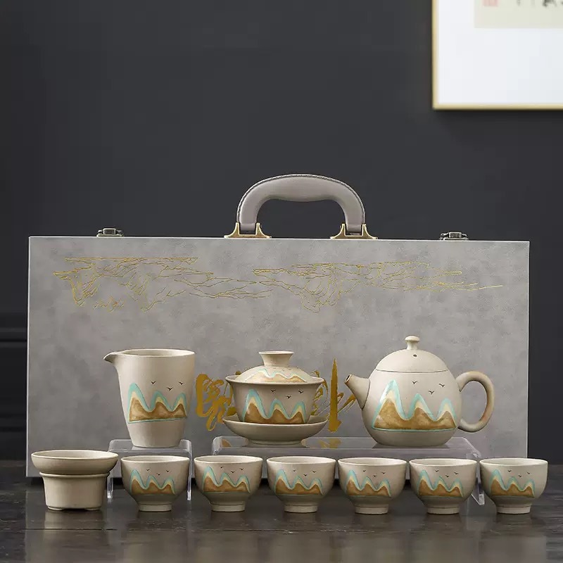 High-End Chinese Ceramic Dragon Egg Teapot Set - Elegant Kung Fu Tea Collection