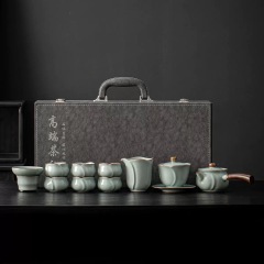 Celadon Ru Kiln Side-Handle Teapot Set