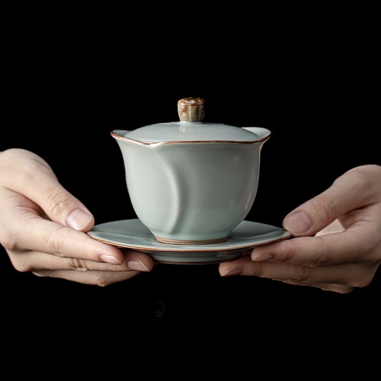 Premium Dehua Ru Kiln Side-Handle Teapot Set - Traditional Ceramic Kung Fu Teaware