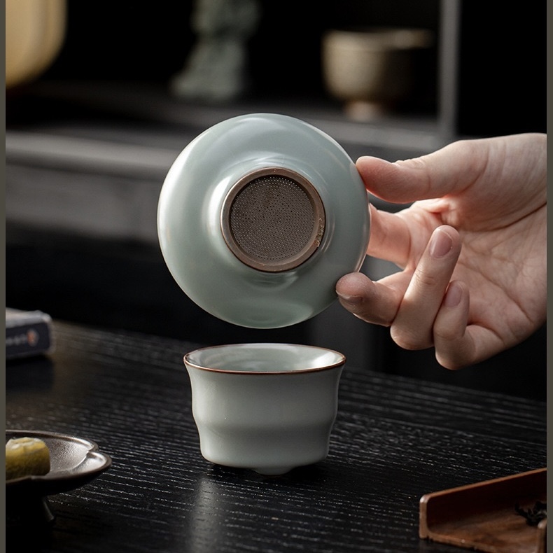 Premium Dehua Ru Kiln Side-Handle Teapot Set - Traditional Ceramic Kung Fu Teaware