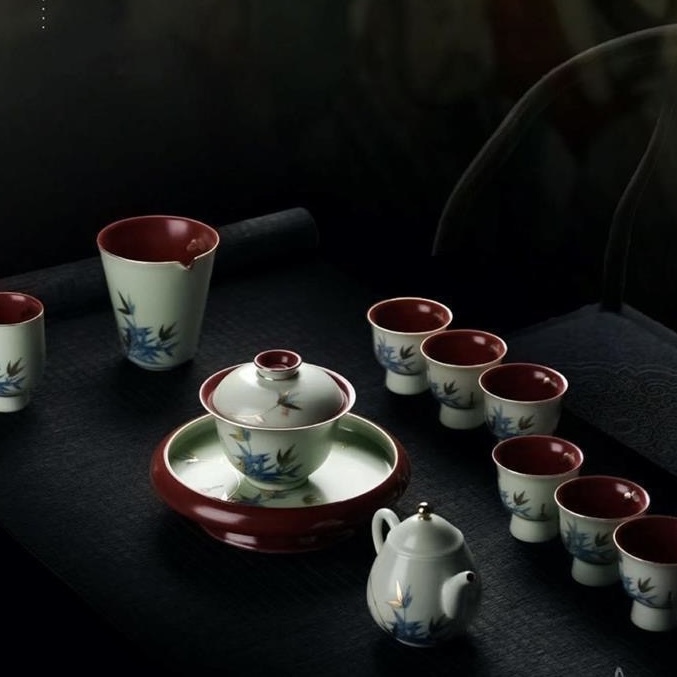 Gao Feng Ao Ran Ice Type Jade Porcelain Kung Fu Tea Set - Light Luxury Tea Ceremony Collection