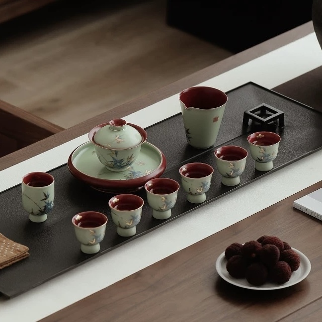 Gao Feng Ao Ran Ice Type Jade Porcelain Kung Fu Tea Set - Light Luxury Tea Ceremony Collection